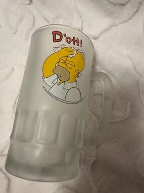 Homer Simpson 'D'oh!' Frosted Glass Beer Mug - Yellow Design 2002